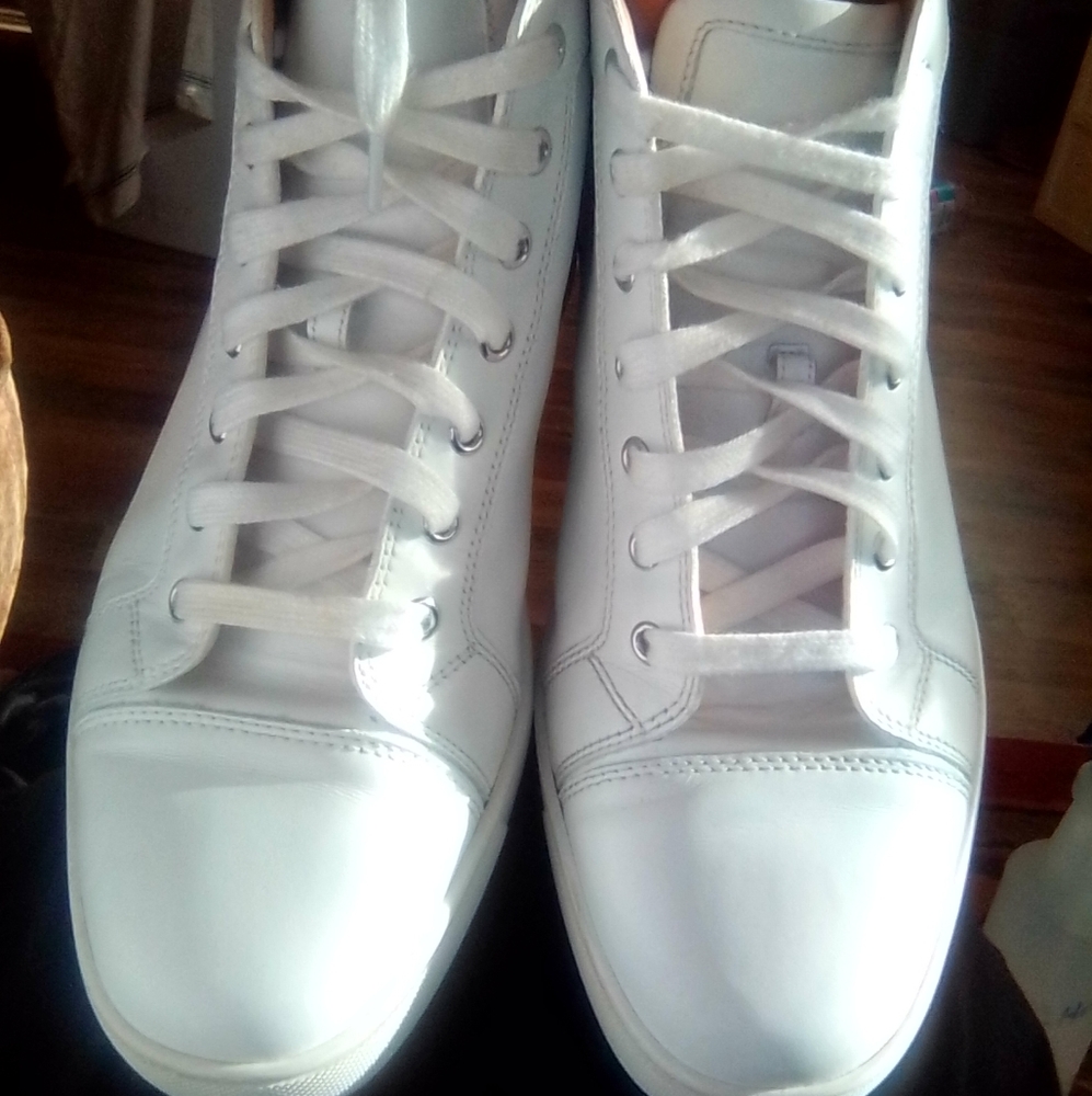 Christian Louboutin high top all white sneakers